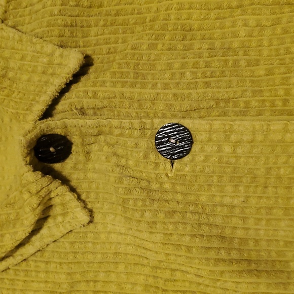 Cotton  Velour lime/mustard green color jacket  Oversized Buttons Large - Picture 4 of 8